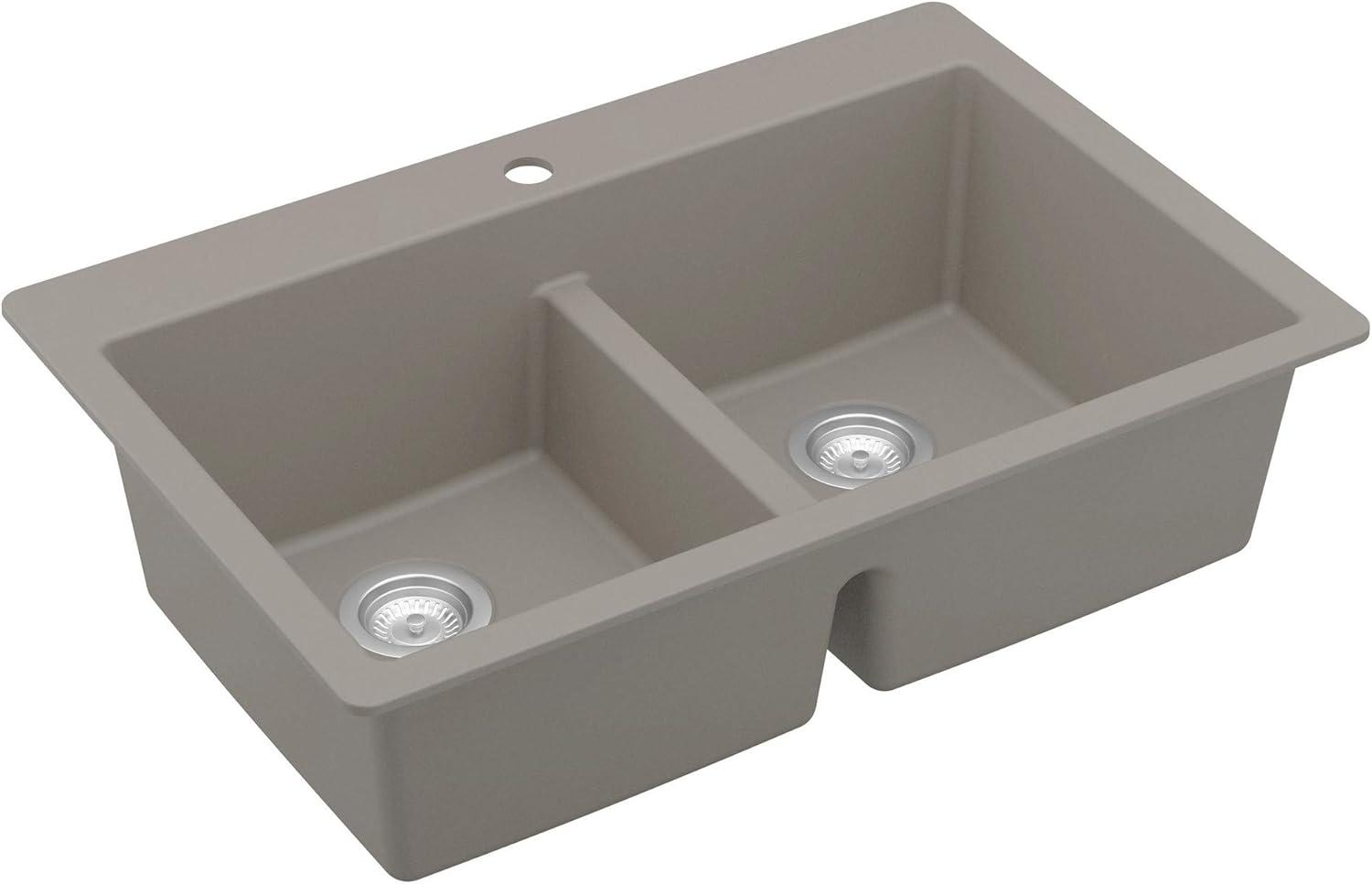 Karran Quartz 33'' X 22'' 50/50 Double Bowl Composite Drop-in Kitchen Sink