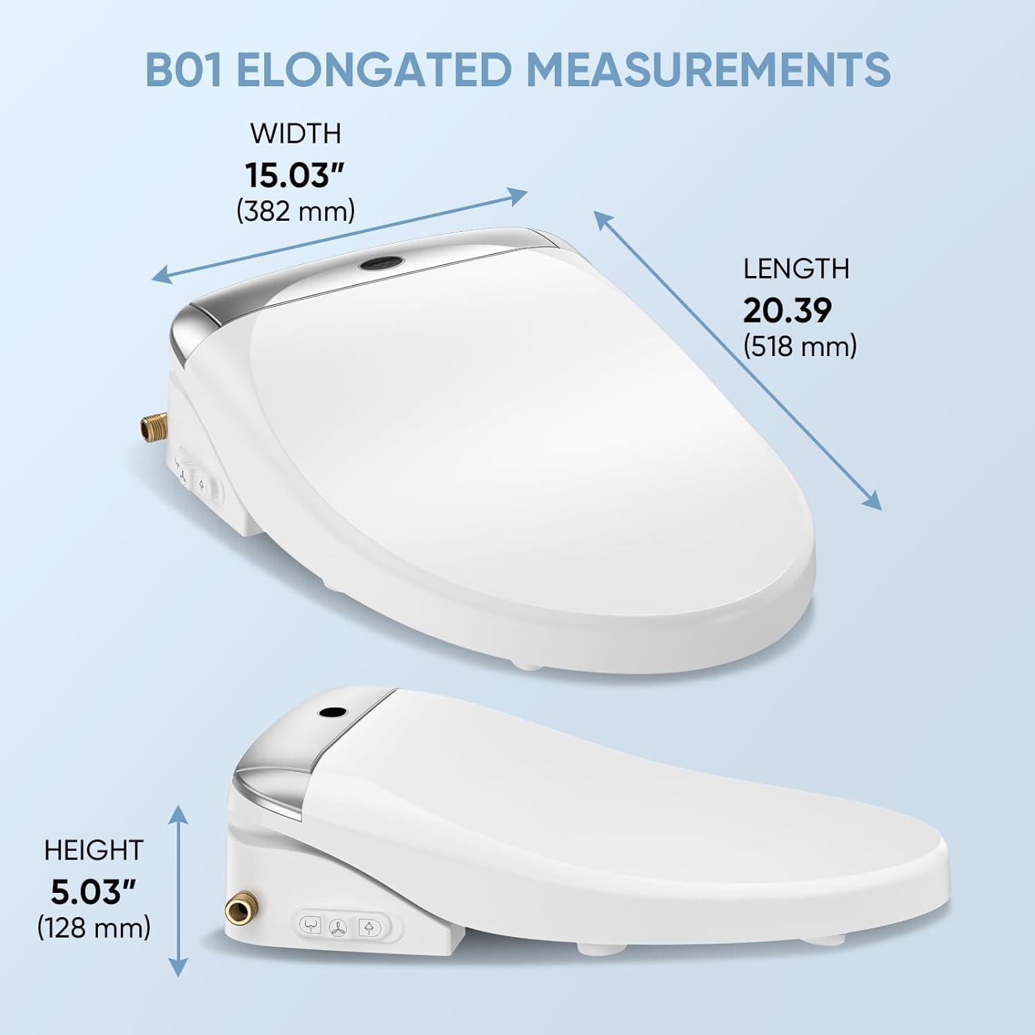 LEIVI Smart Bidet Toilet Seat with Wireless Remote and Side Panel, Multiple Spray Modes, Adjustable Heated Seat, Warm Water and Air Dryer, Auto LED Nightlight, Elongated