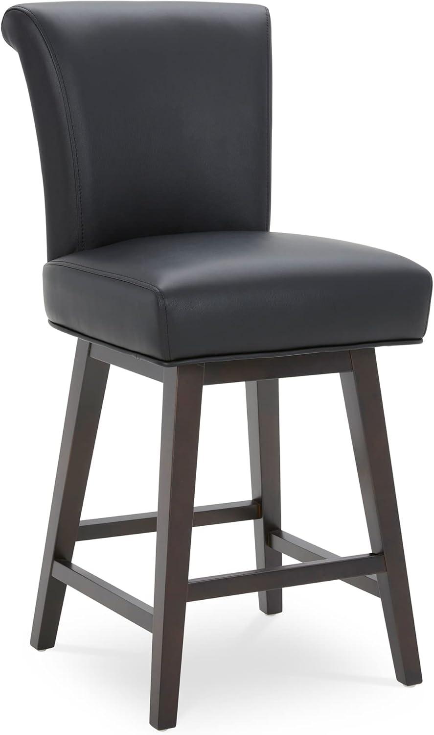 CHITA Swivel Counter Height Bar Stools with Faux Leather, 26 inch, Black