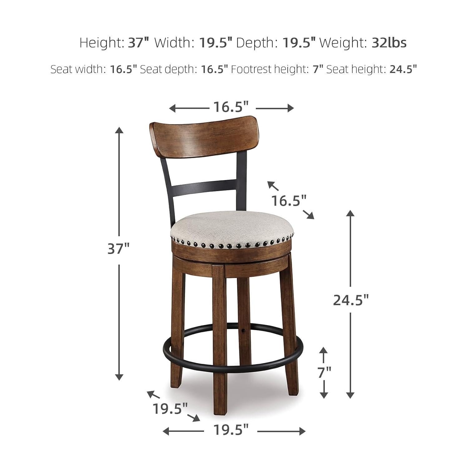 Tall Valebeck Upholstered Swivel Barstool Brown - Signature Design by Ashley: Kitchen Counter Height, Rustic Style
