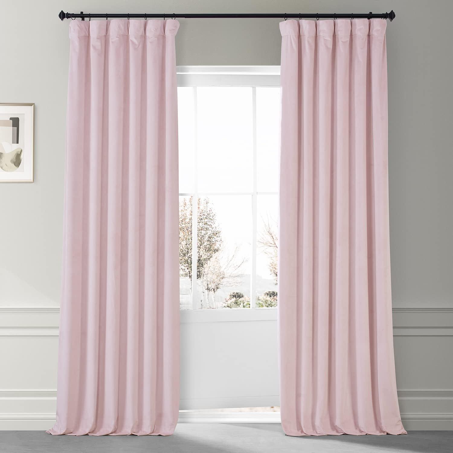 Half Price Drapes Signature Rose Water Plush Velvet Hotel Blackout Curtains(1 Panel), 50W X 108L