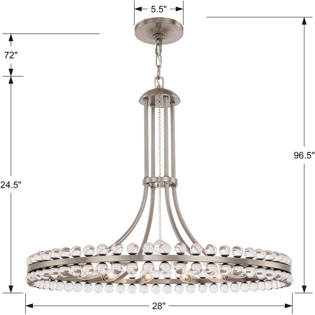 Brushed Nickel and Glass 12-Light Chandelier