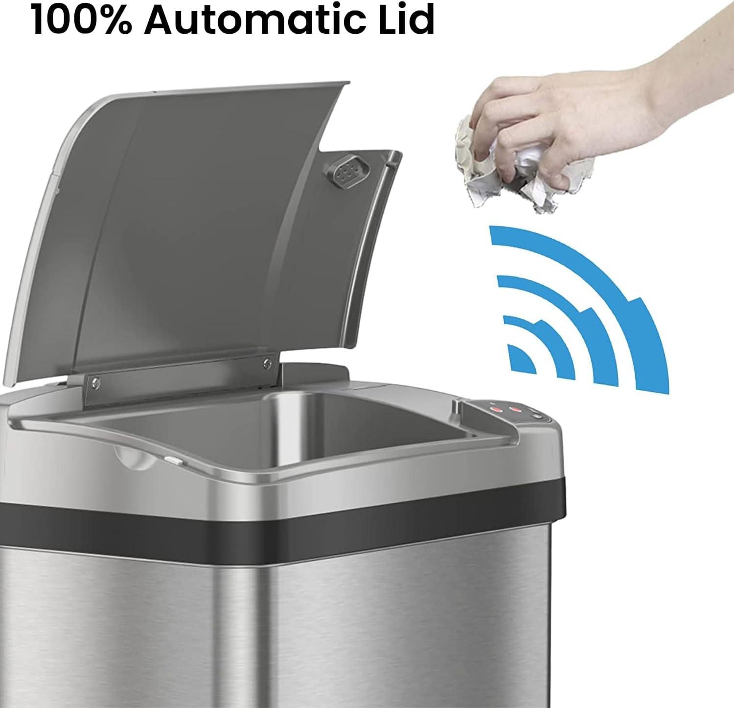 iTouchless Sensor Bathroom Trash Can with AbsorbX Odor Filter and Fragrance 4 Gallon Silver Stainless Steel