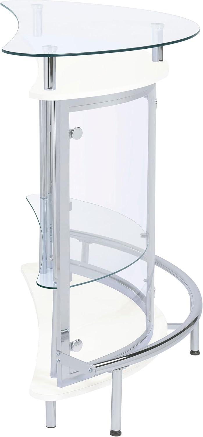 Coaster Amarillo Modern 2 Tier Home Bar Cabinet White/Chrome