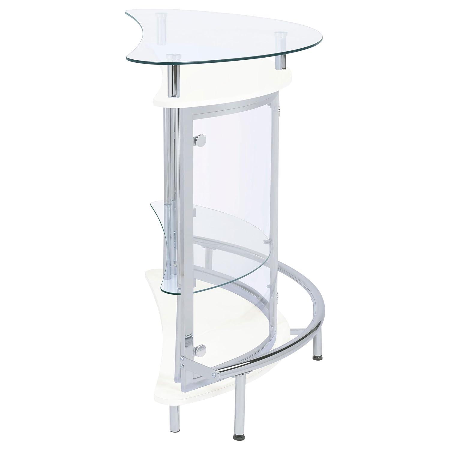Coaster Amarillo Modern 2 Tier Home Bar Cabinet White/Chrome