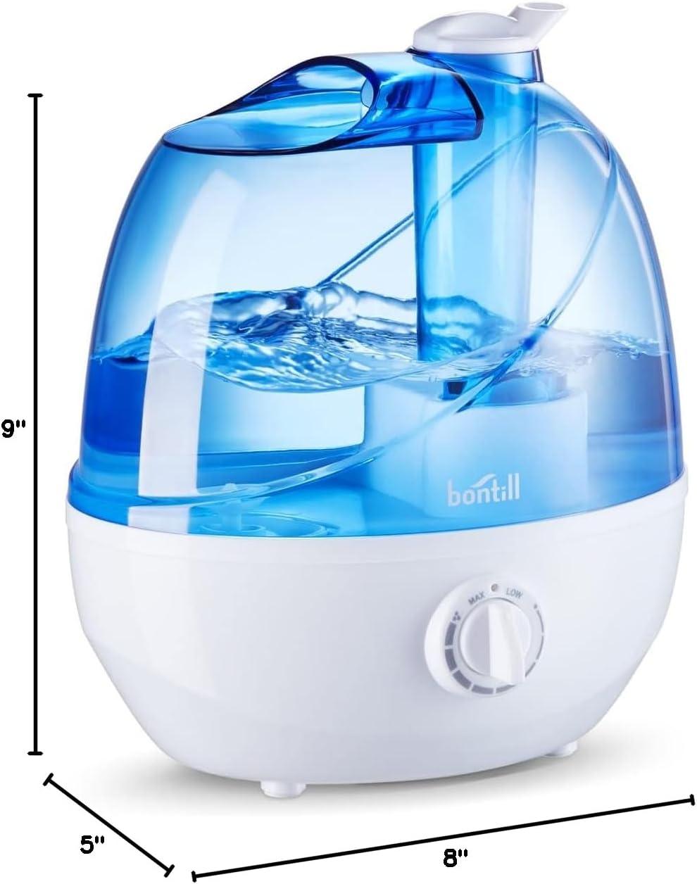 Cool Mist Humidifiers for Bedroom & Large Room (2.5l Water Tank) Quiet Ultrasonic Air Humidifier For Babies Nursery, Office, Indoor Plants & Whole House -Adjustable 360 Rotation Nozzle, Auto-Shut Off