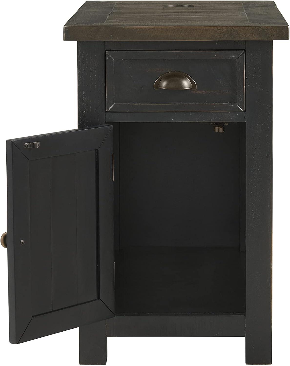 Martin Svensson Home Monterey Chairside Table with Power, Cream White and Brown