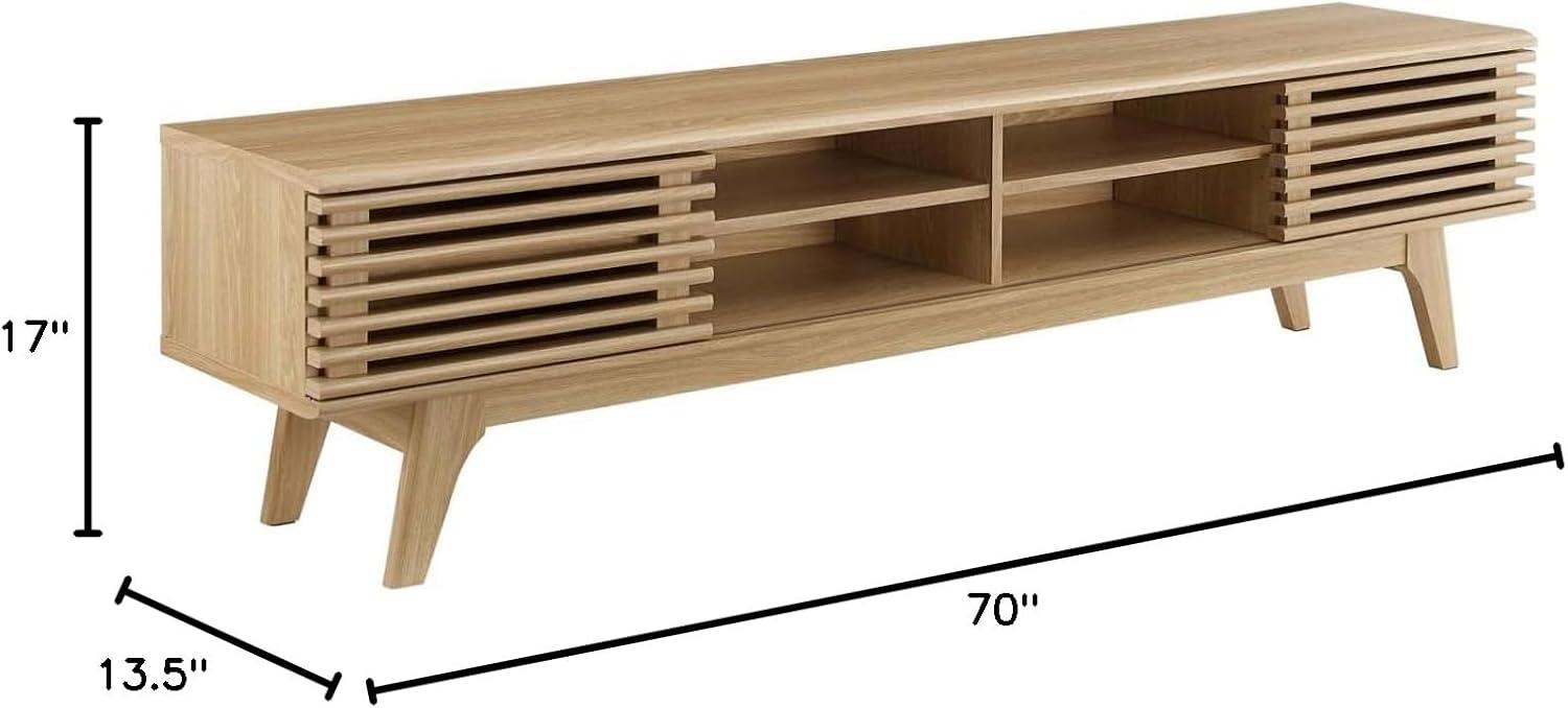 Modway Render 70"W Modern Wood TV Stand for TVs up to 78" in Oak