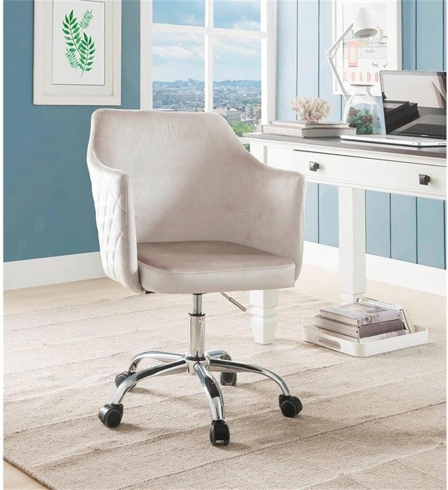 Cosgair Office Chair Champagne Velvet/Chrome - Acme Furniture: Swivel, Adjustable Height, Metal Frame