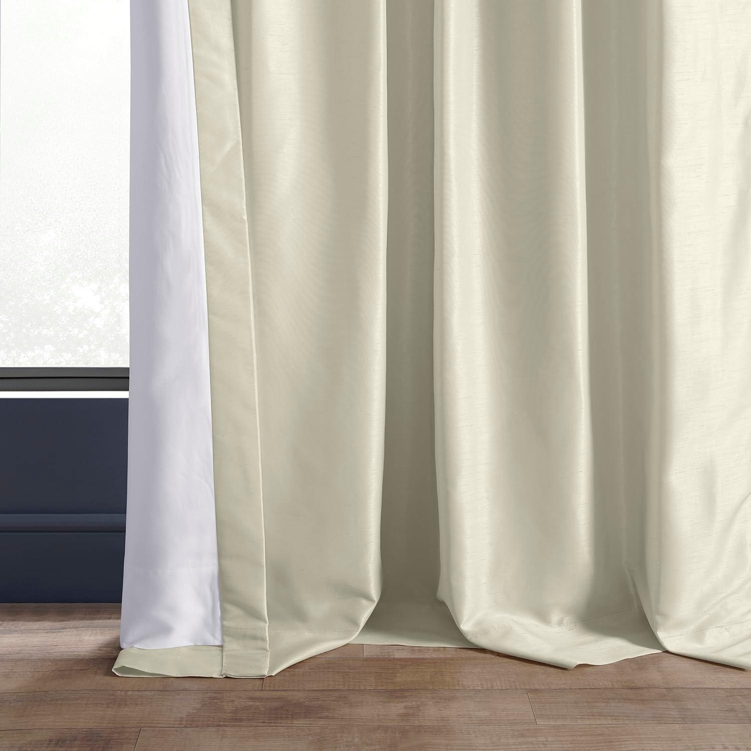 Off White Blackout Vintage Textured Faux Dupioni Curtain (1 Panel), Off White, 50W X 108L