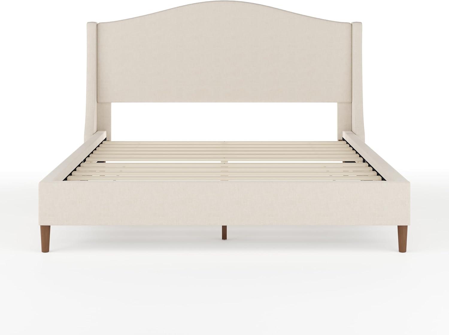Martha Stewart Amelia Upholstered Platform Bed With Curved Headboard