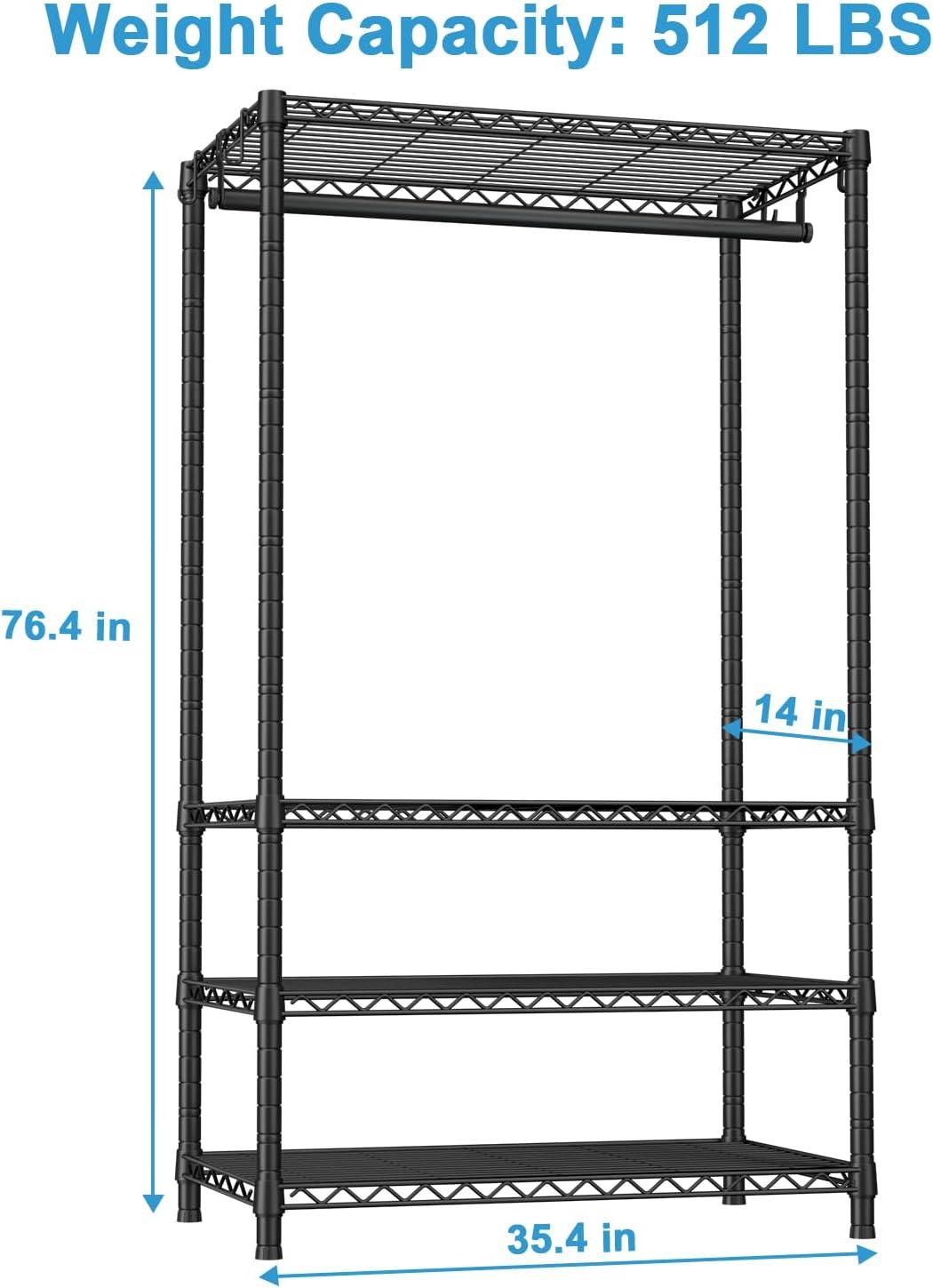 Black Metal 4-Tier Adjustable Closet Organizer for Kids