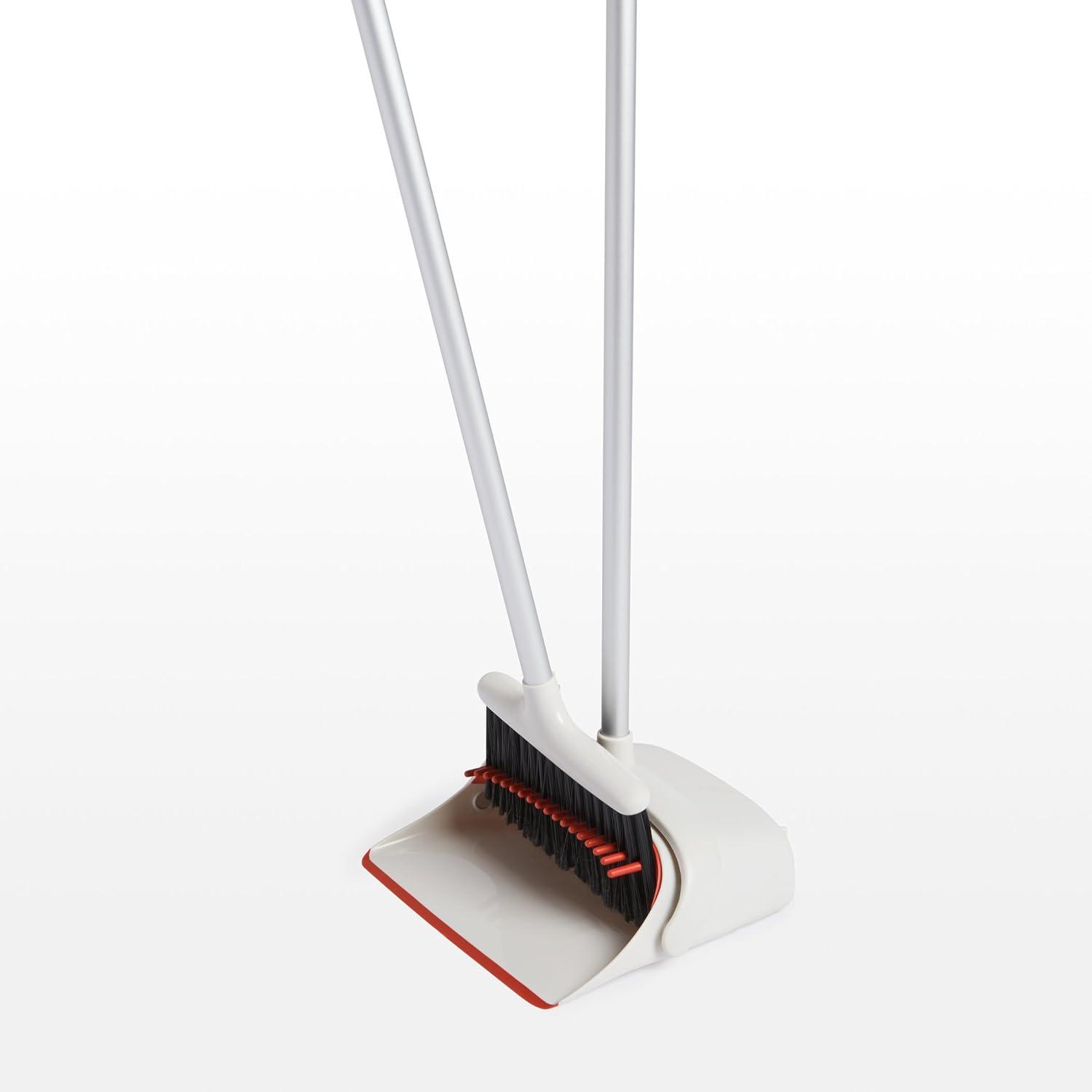 White and Orange Lightweight Upright Sweep Set with Dustpan