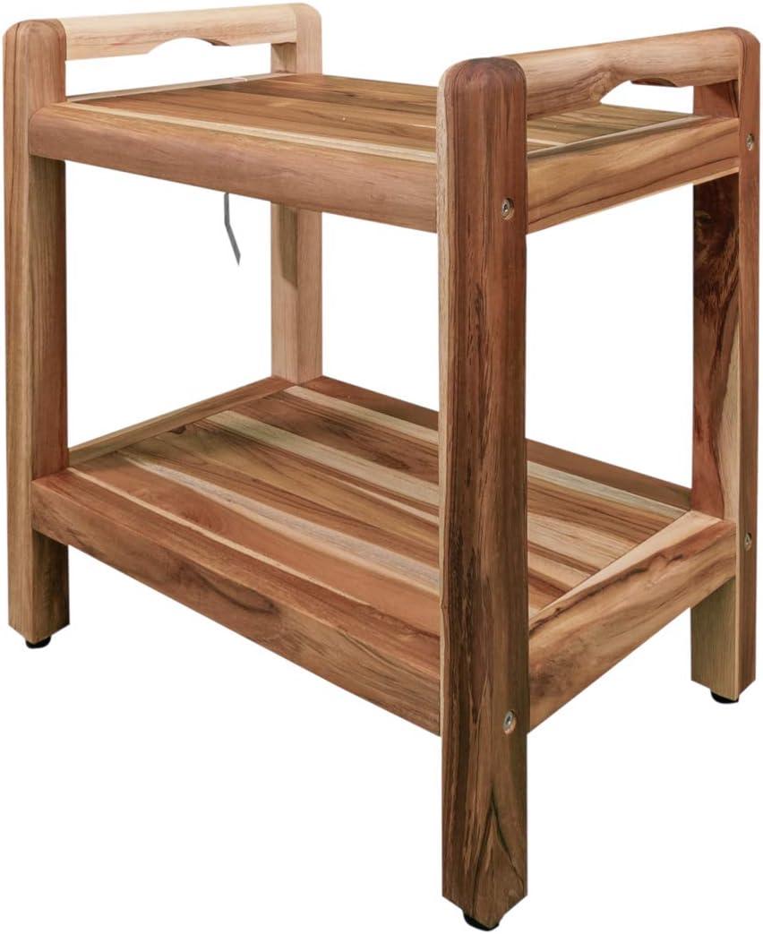 EcoDecors 20" Earthy Teak Shower Bench with Shelf