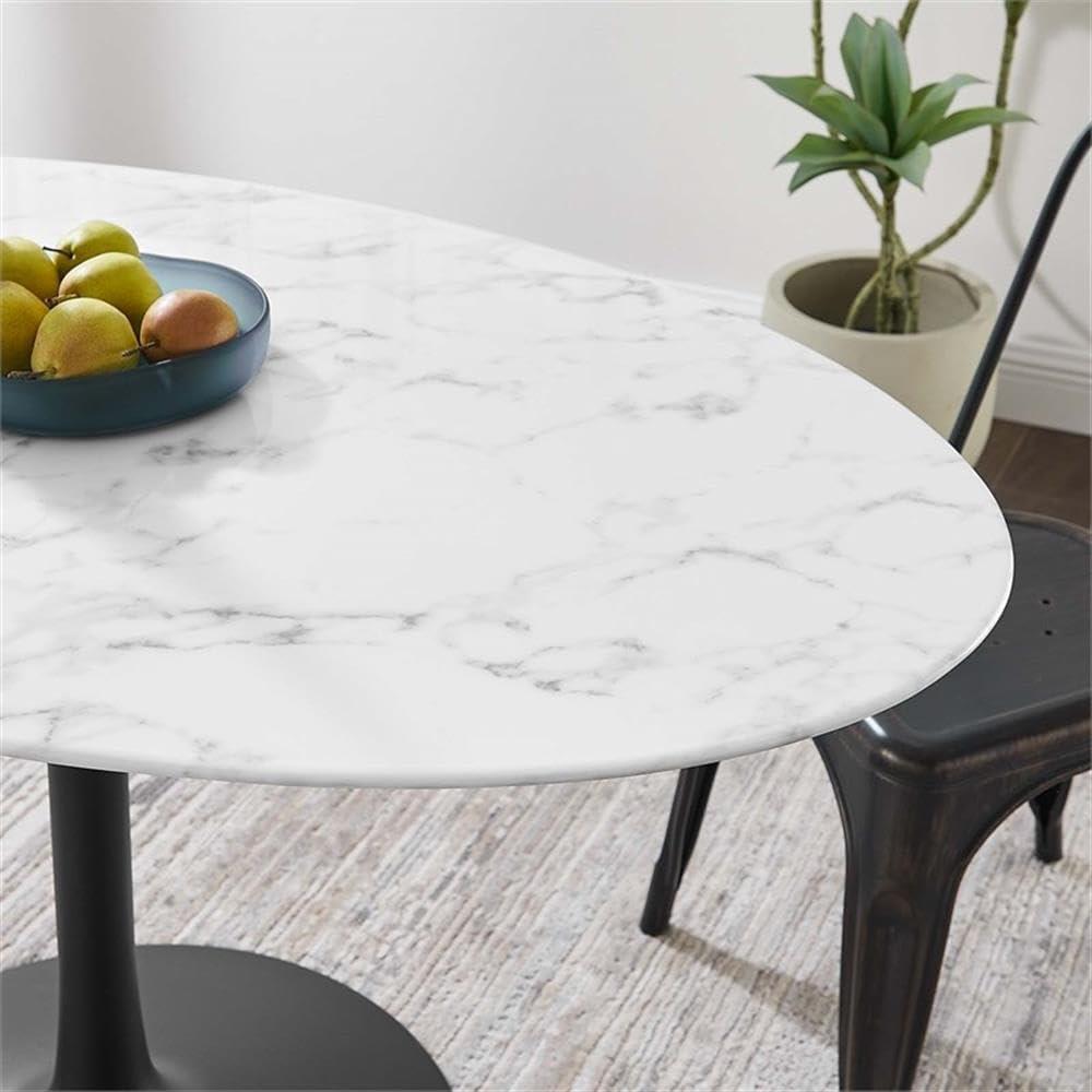 Modway Lippa Oval Artificial Marble Dining Table