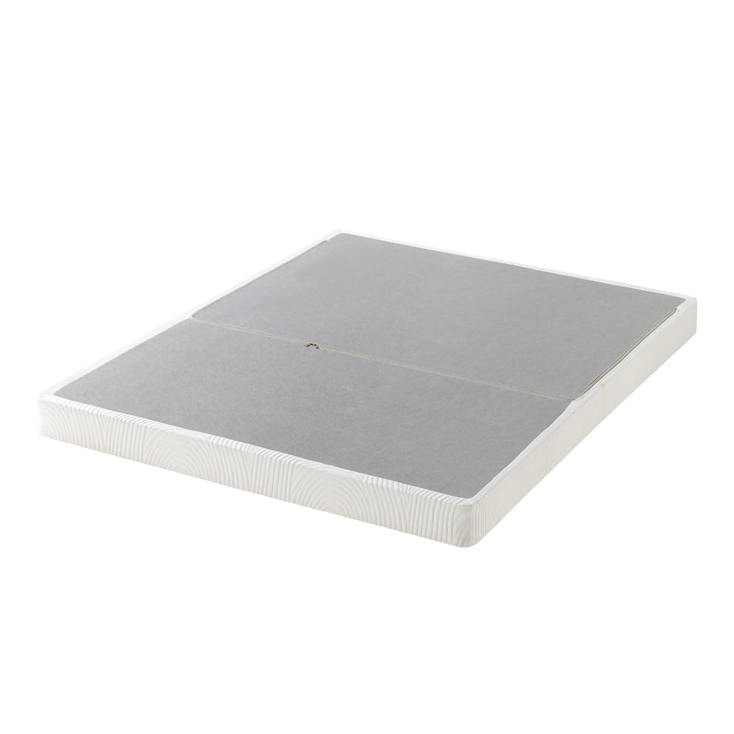 ZINUS 4 Inch Box Spring with Cover, No Assembly Mattress Foundation, Sturdy Metal Structure, Queen, White