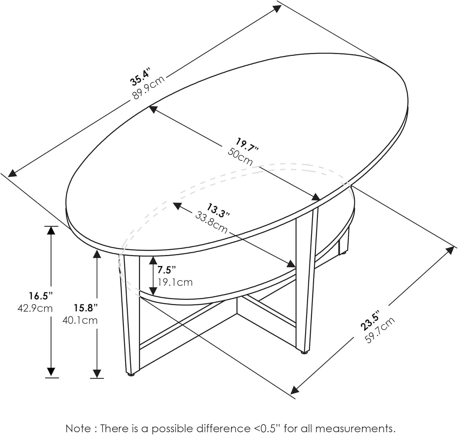 Furinno 15020WN Jaya Oval Coffee Table, Walnut Color