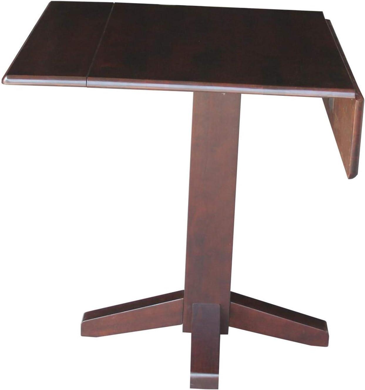 36" Sanders Square Dual Dining Table Rich Mocha - International Concepts: Solid Wood, 4-Seater Kitchen Table