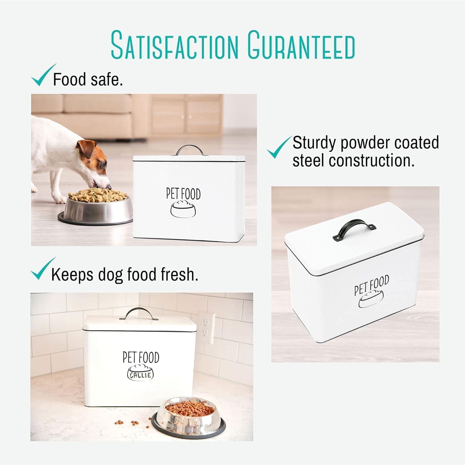 Outshine Co Outshine White Farmhouse Dog Food Bin Storage Container Cute Pet Food And Treat Canister With Lid & Reviews | Wayfair