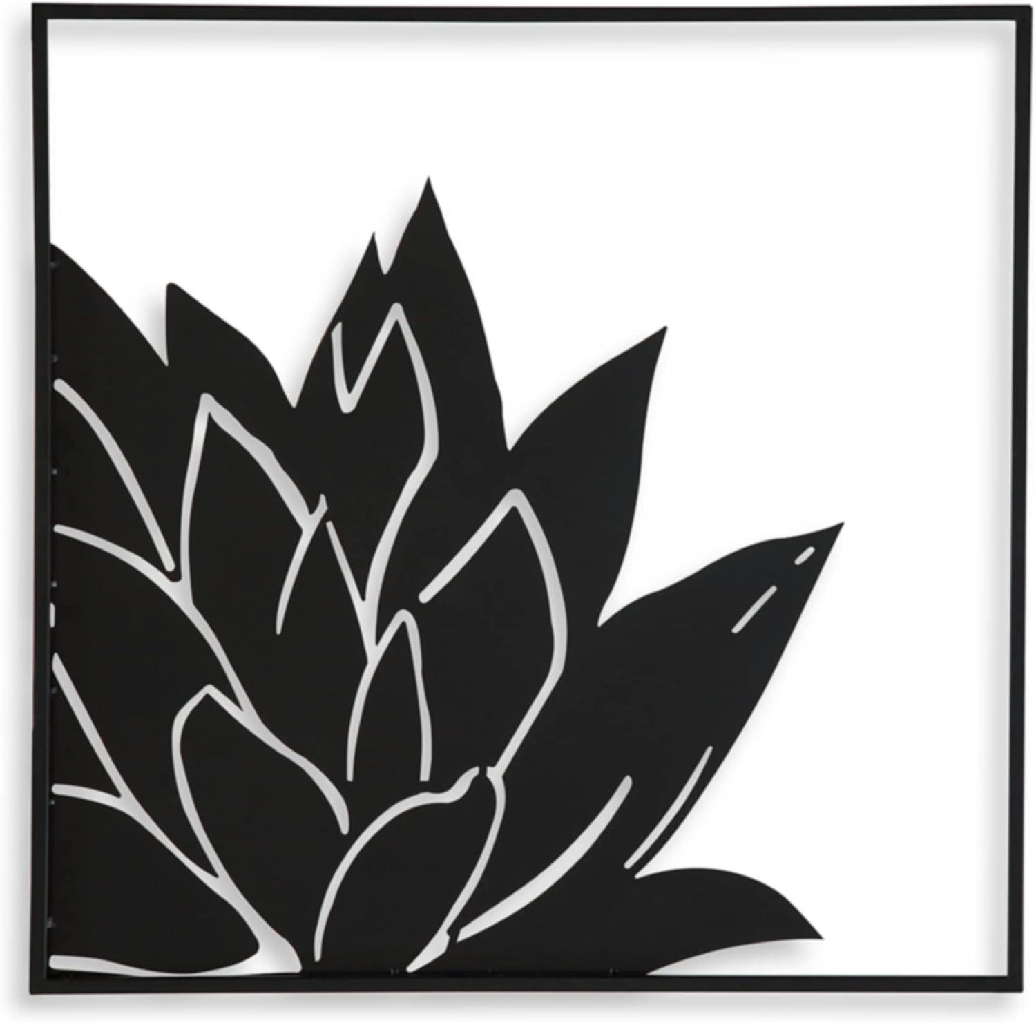 Ellyse Black Metal Blossom Wall Sculpture, 24" Square