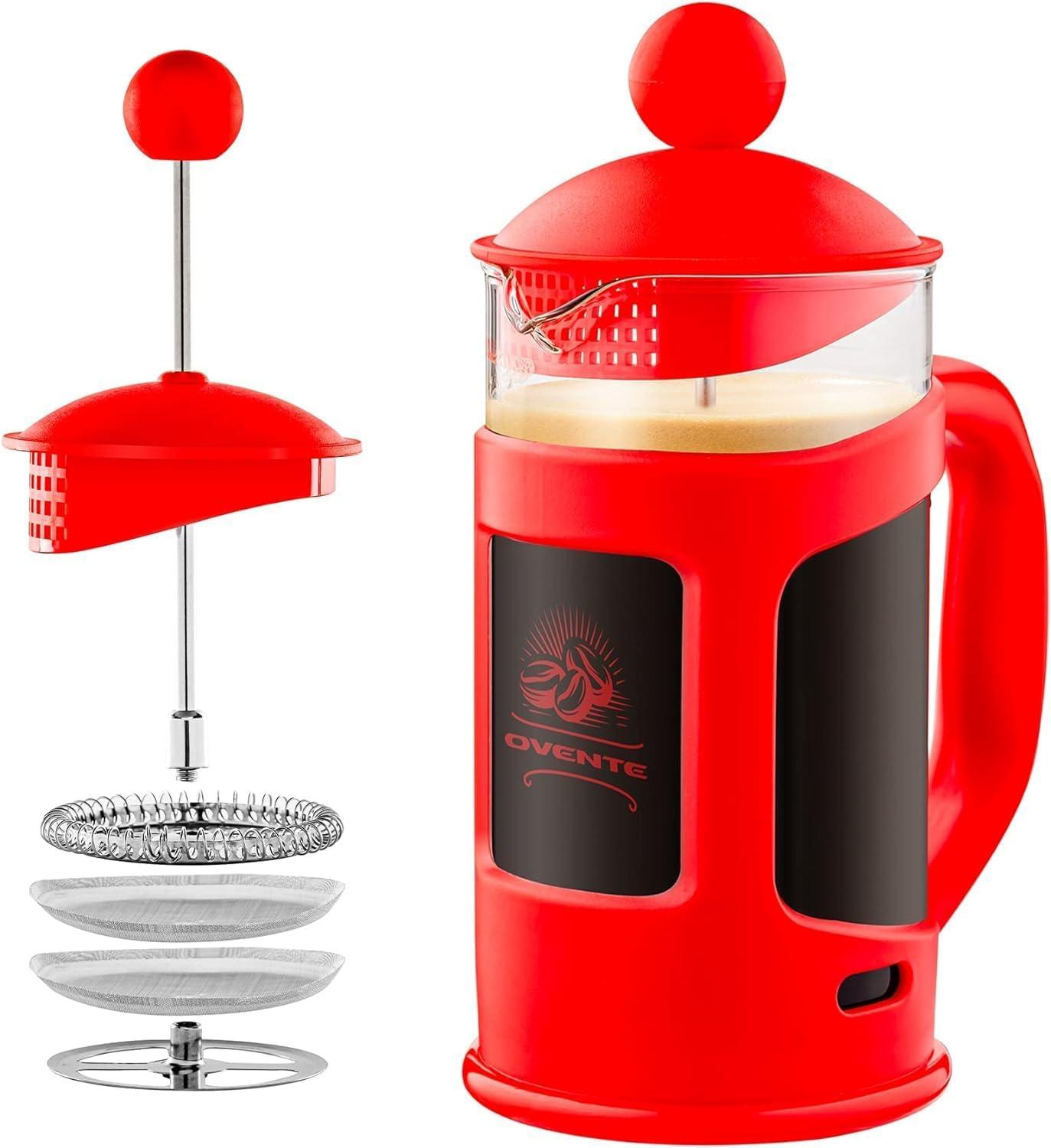 Ovente OVENTE 12 Ounce French Press Coffee Tea and Espresso 4 Filter Stainless-Steel FPT12R