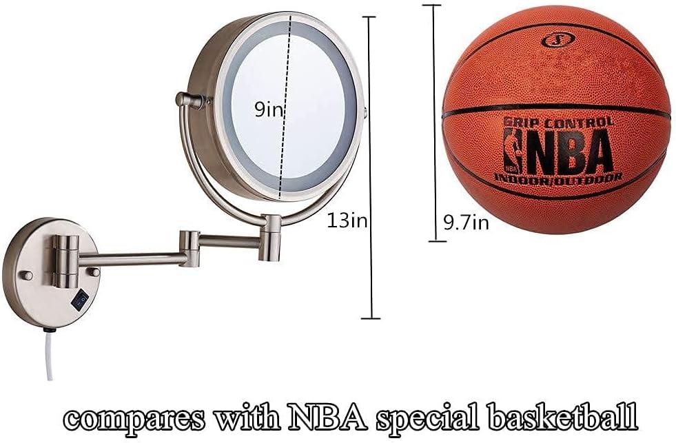 8.5 Inch Wall Makeup Mirror with 3 Tones LED Lights,Double Sided Vanity Mirror for Bathroom 10X Magnification,Plug Powered (Black/10X)