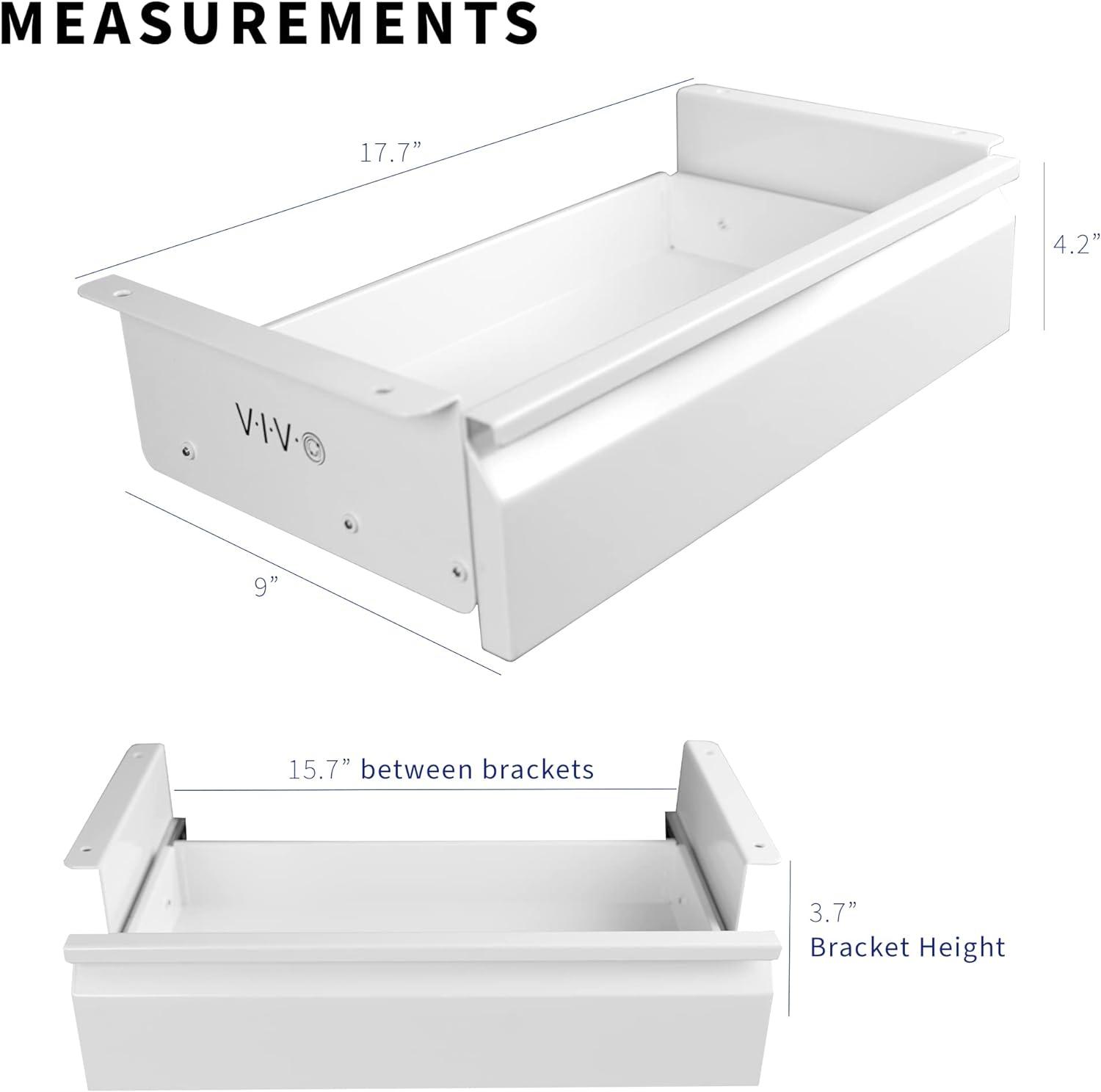 White Steel 16" Pull Out Under Desk Storage Drawer