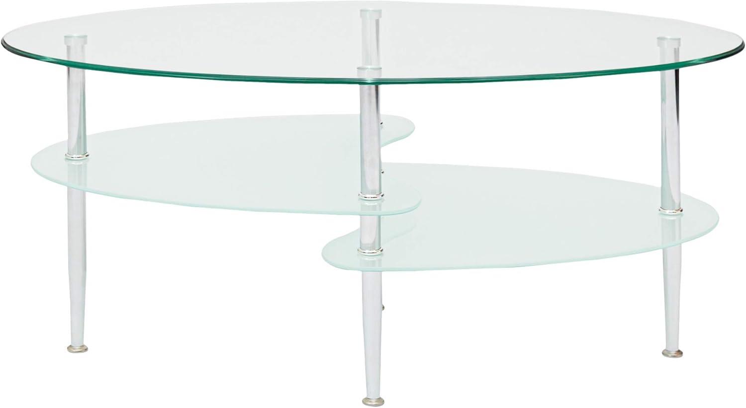 Walker Edison Mid-Century Modern Oval Glass Coffee Table
