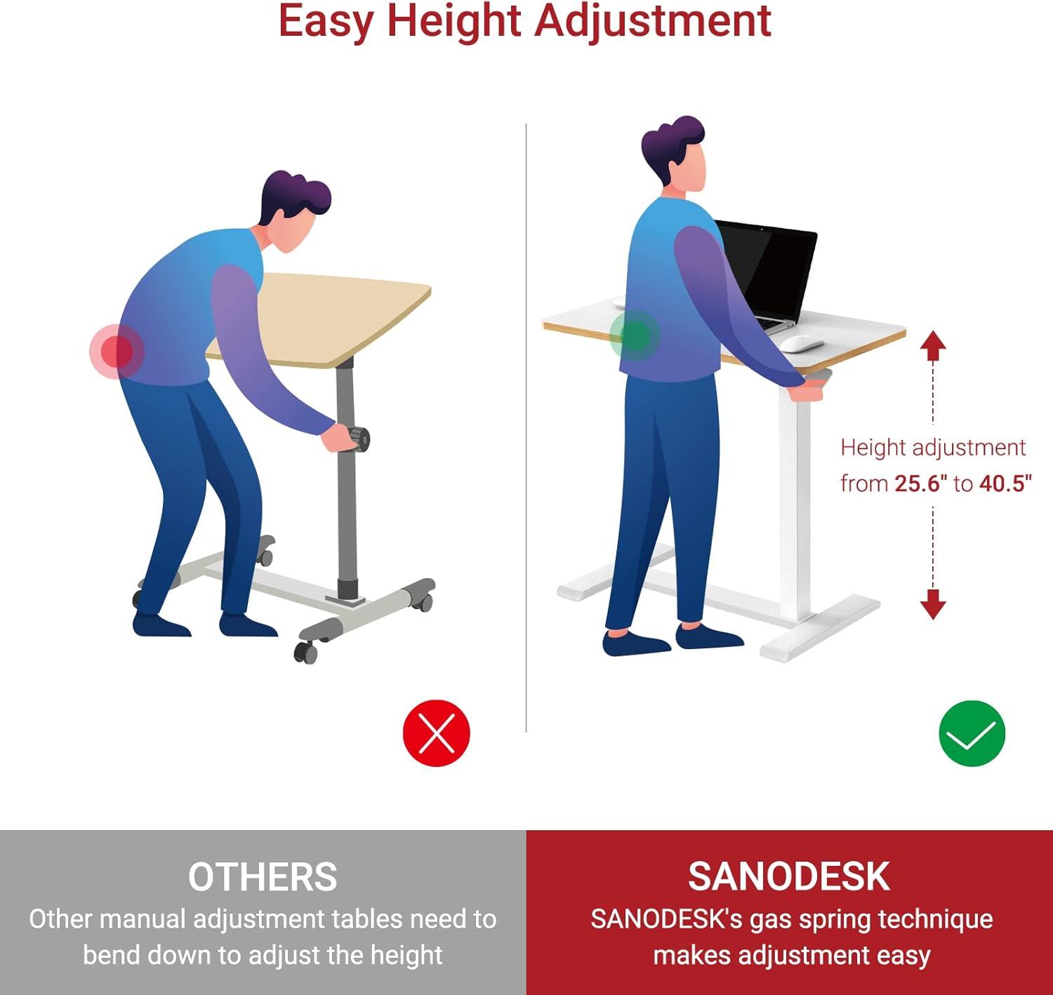 White Adjustable Medical Overbed Laptop Table with Casters