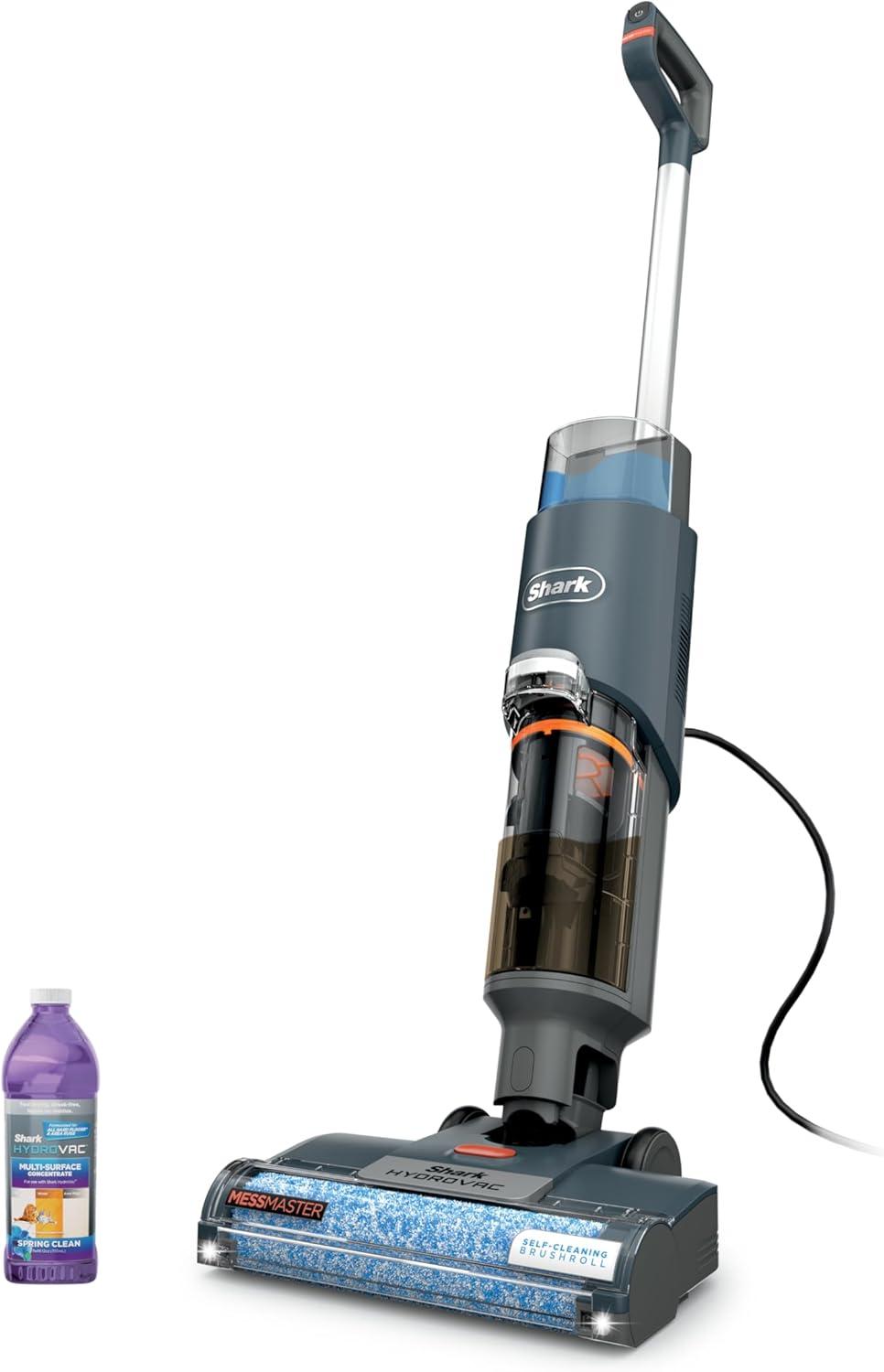 Shark HydroVac MessMaster Wet Dry Corded Vacuum Cleaner, 3-in-1 Multi-Surface Vacuum Mop & Self-Cleaning System, Lightweight, Powerful Suction, for Hard Floors & Area Rugs, Navy