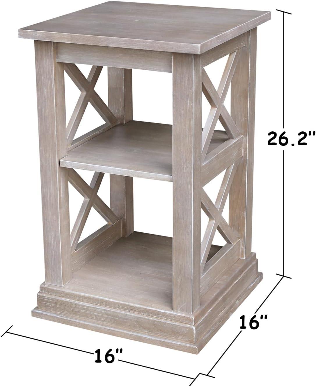 Transitional Solid Wood Square Accent Table in Brown