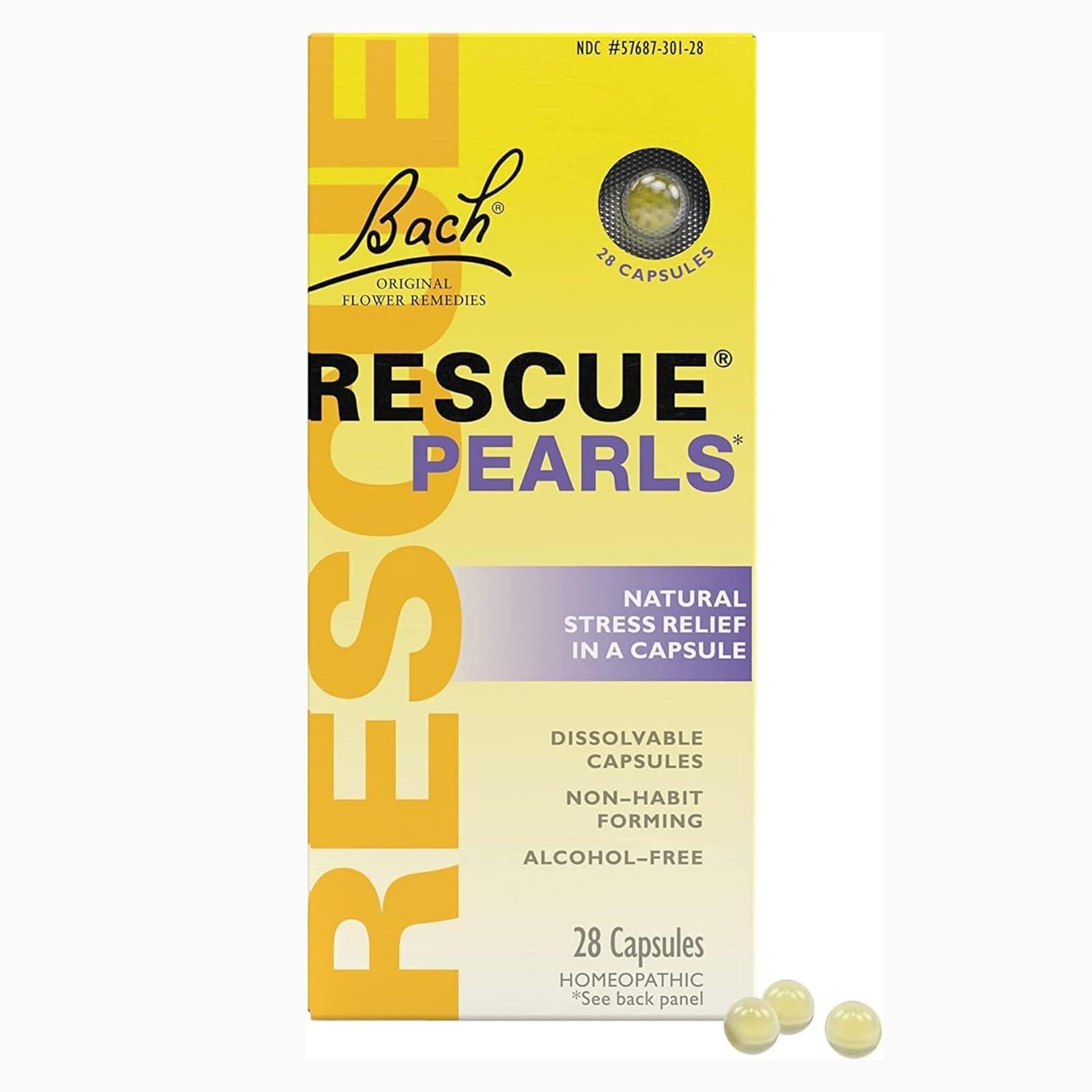 Bach Perlas RESCUE, Sabor Natural a Naranja y Vainilla, Alivio Natural Del Estrés, sin Azúcar, 28 Unidades