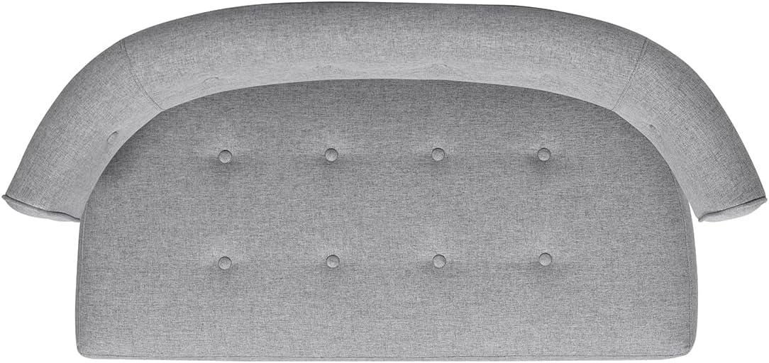 Light Gray Polyester Tufted Roll Arm Settee Bench