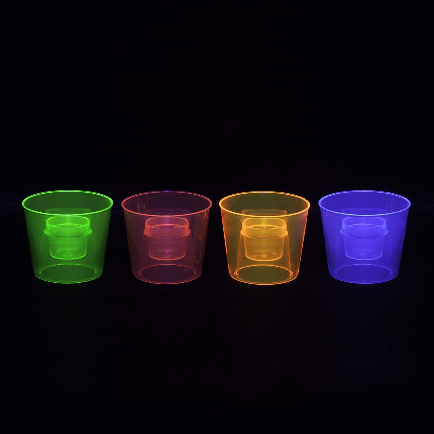 North West Enterprises NWEN490 4 oz Bomber Cups Assorted Neon Hard Plastic 12 ct