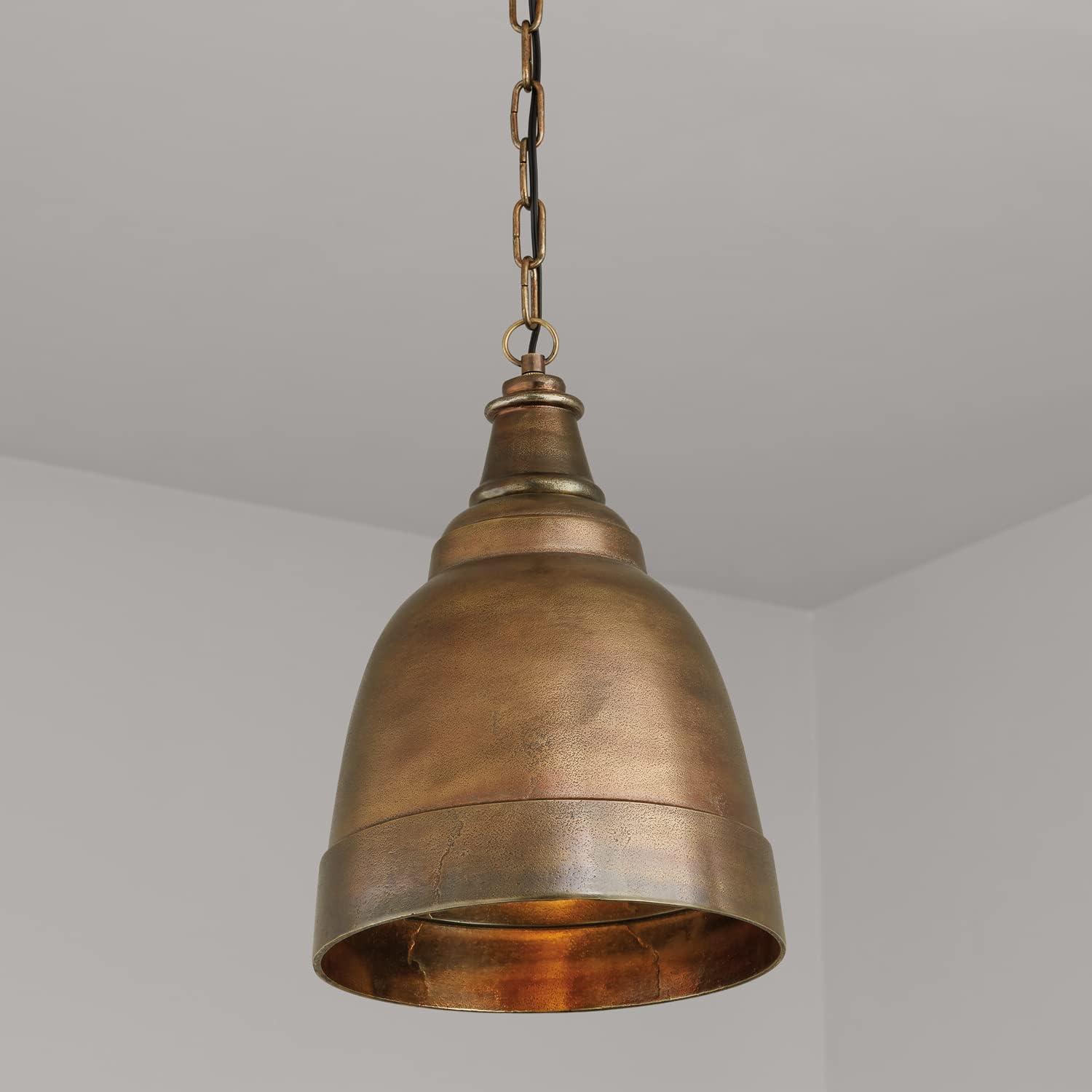 Oxidized Brass Industrial Bell Pendant Light