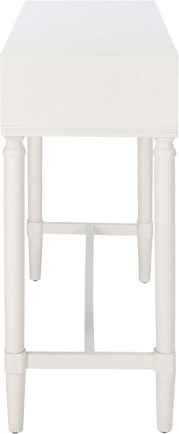 Riviera Elegance White 2-Drawer Carved Console Table with Storage