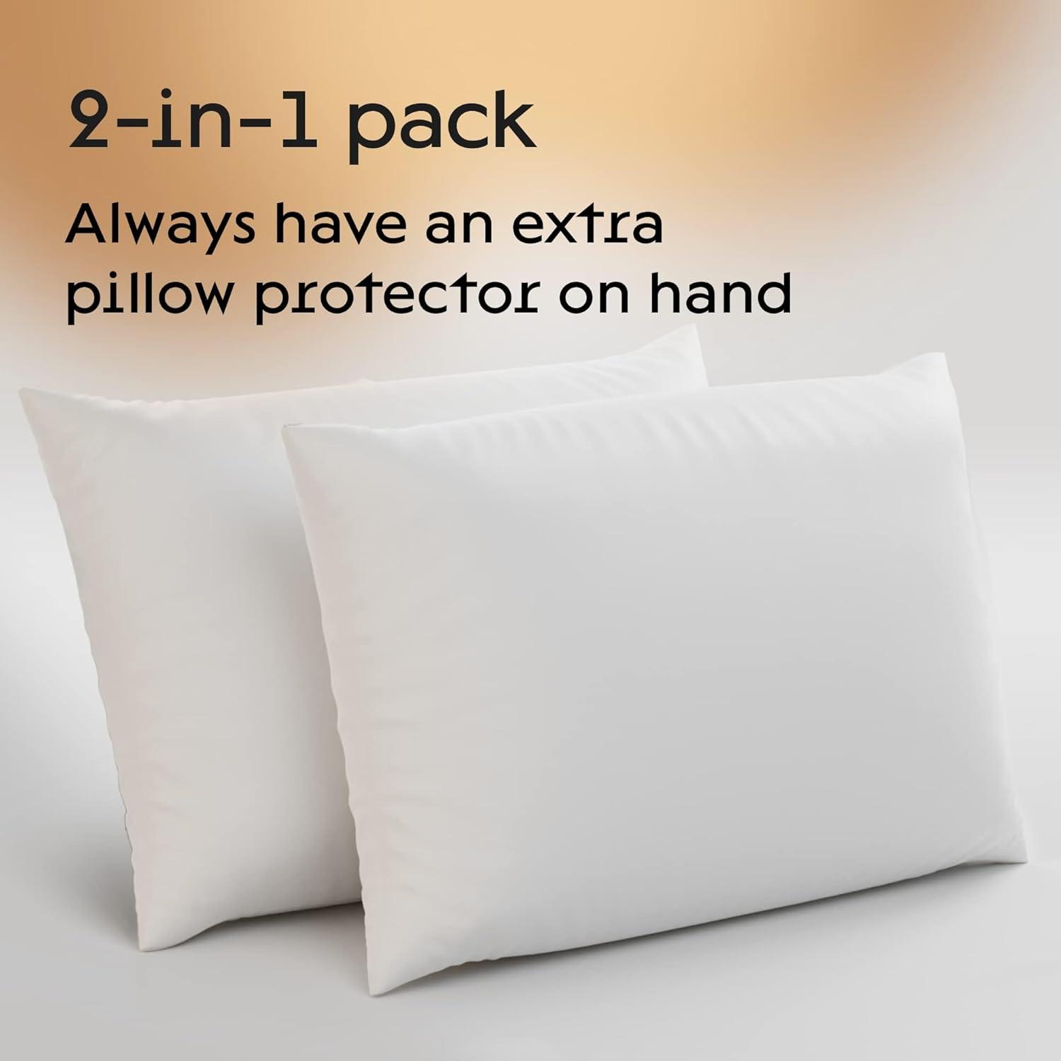 Niagara Waterproof Pillow Protector King Cotton Terry Zippered 100% Pillow Encasement Cover Pair Set of 2 Washable Long Life Soft