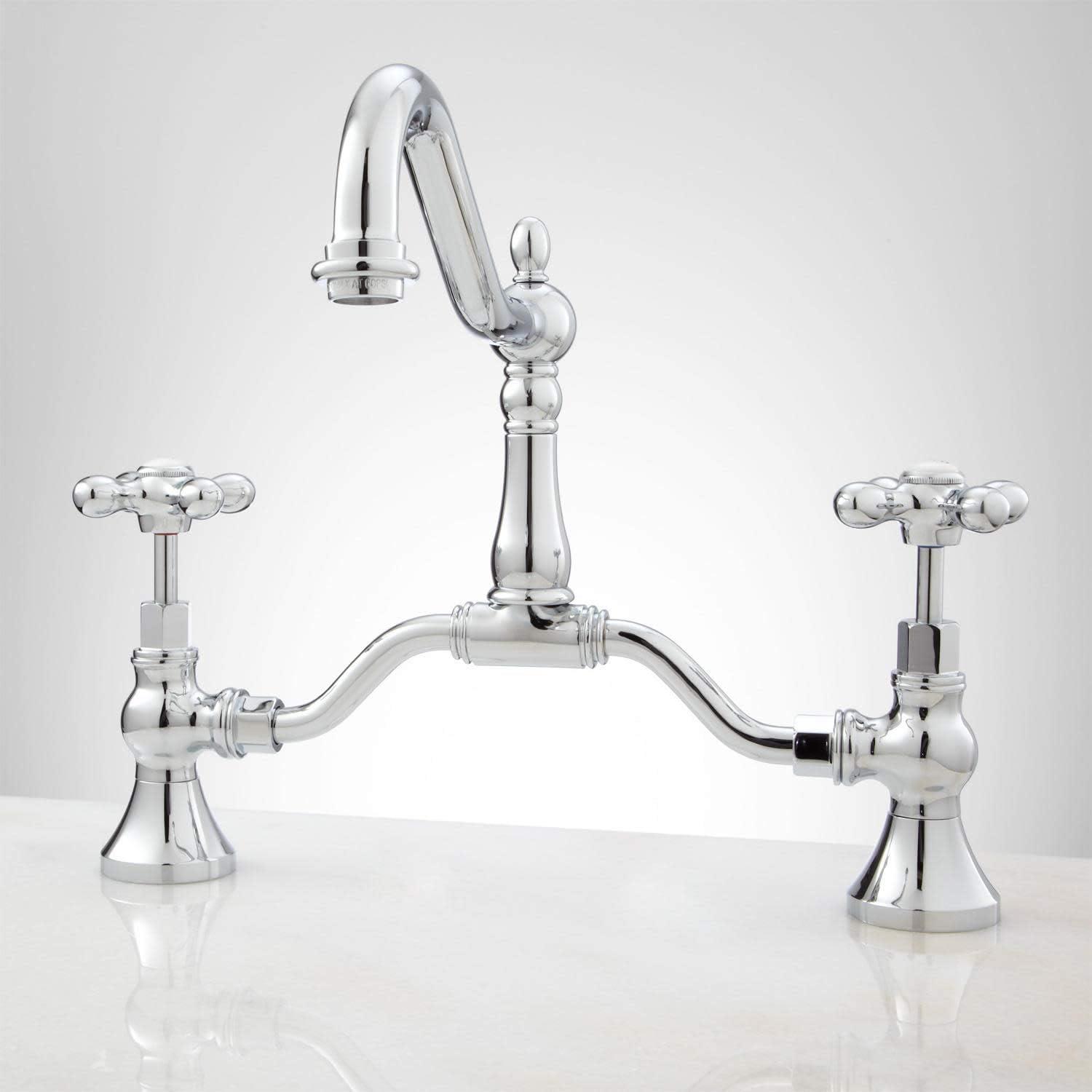 Elnora Chrome Bridge Bathroom Faucet with Cross Handles