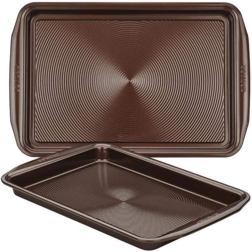 Circulon 2pc Nonstick Cookie Sheet Set Merlot: Steel Bakeware, Even-Heating, Oven & Dishwasher-Safe, Lifetime Warranty