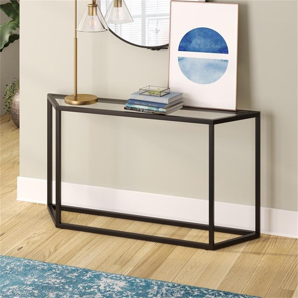 Evelyn&Zoe Levi 55" Wide Trapezoid Console Table, Blackened Bronze