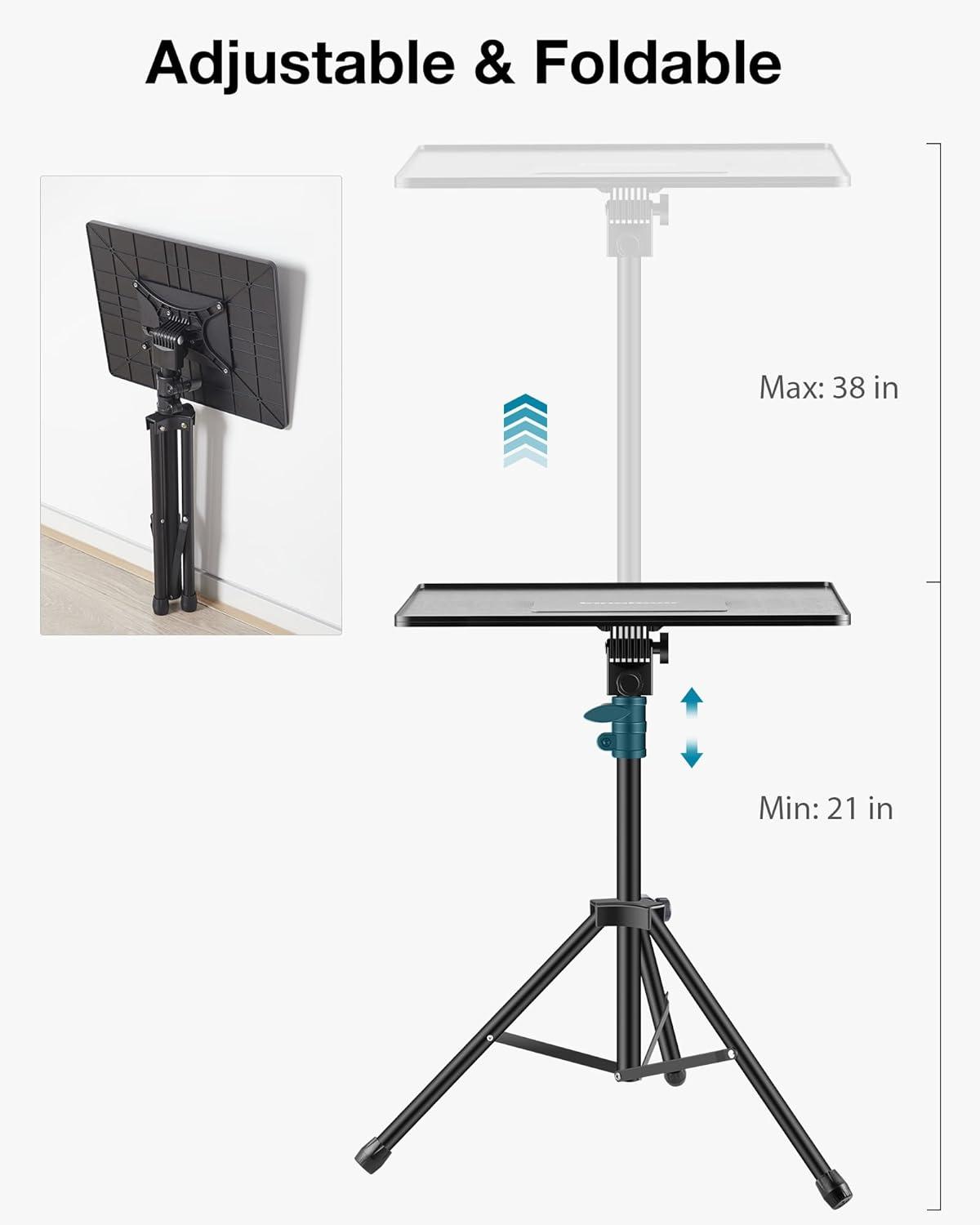 InnoGear Projector Stand Tripod, 21" to 38" Height Adjustable Portable Laptop Tripod Stand Music Stand Projector Tripod for Outdoor Office Home Stage Studio Podium Computer DJ Racks