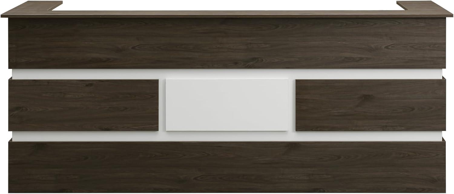 Mares 87'' Walnut and White Wood Reception Desk with Drawers