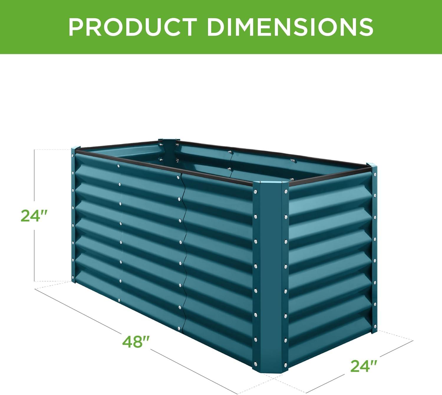 Peacock Blue 4x2x2ft Outdoor Metal Raised Garden Bed Planter Box