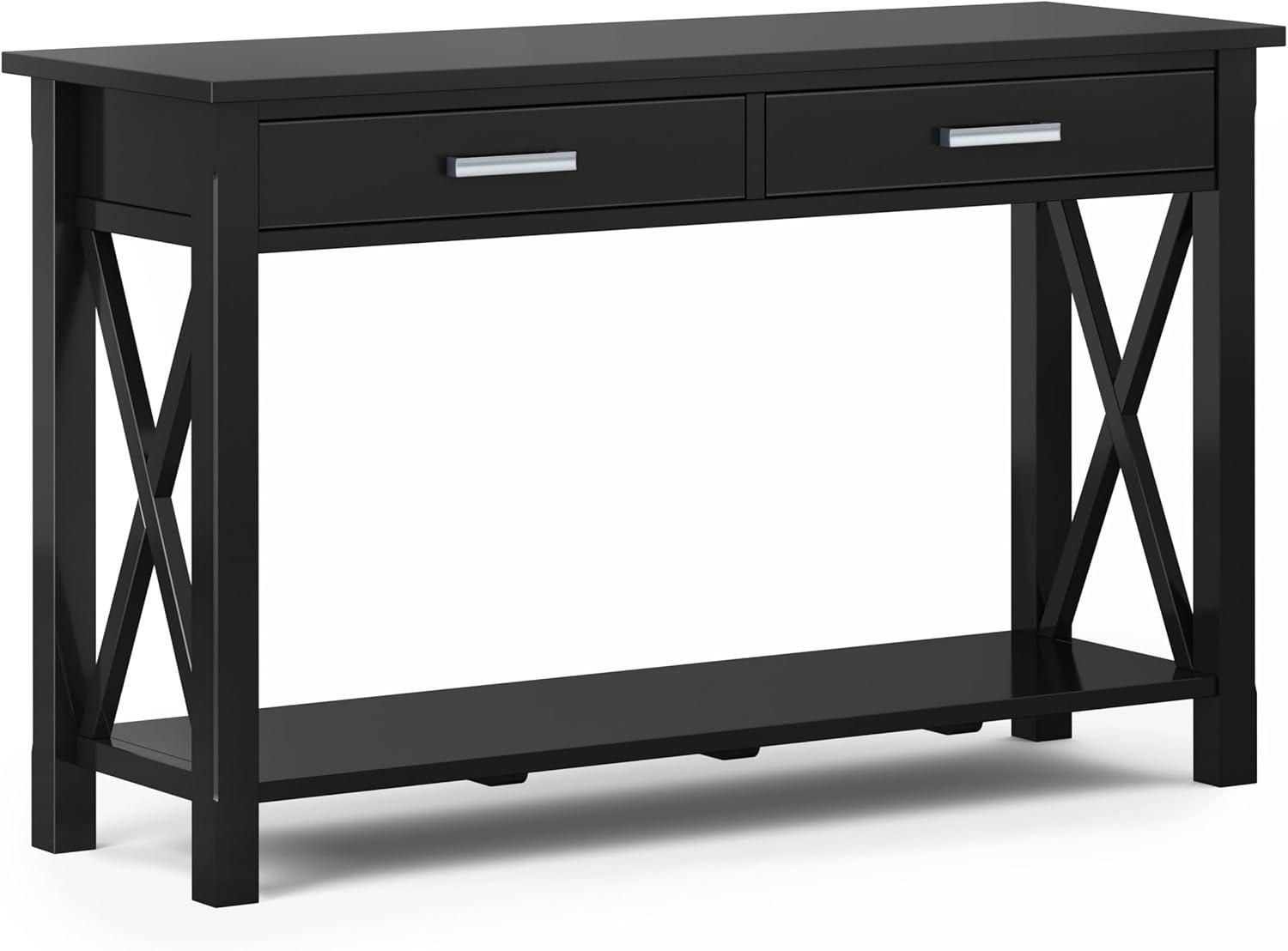 Simpli Home Kitchener 47" Solid Wood Console Table in Black