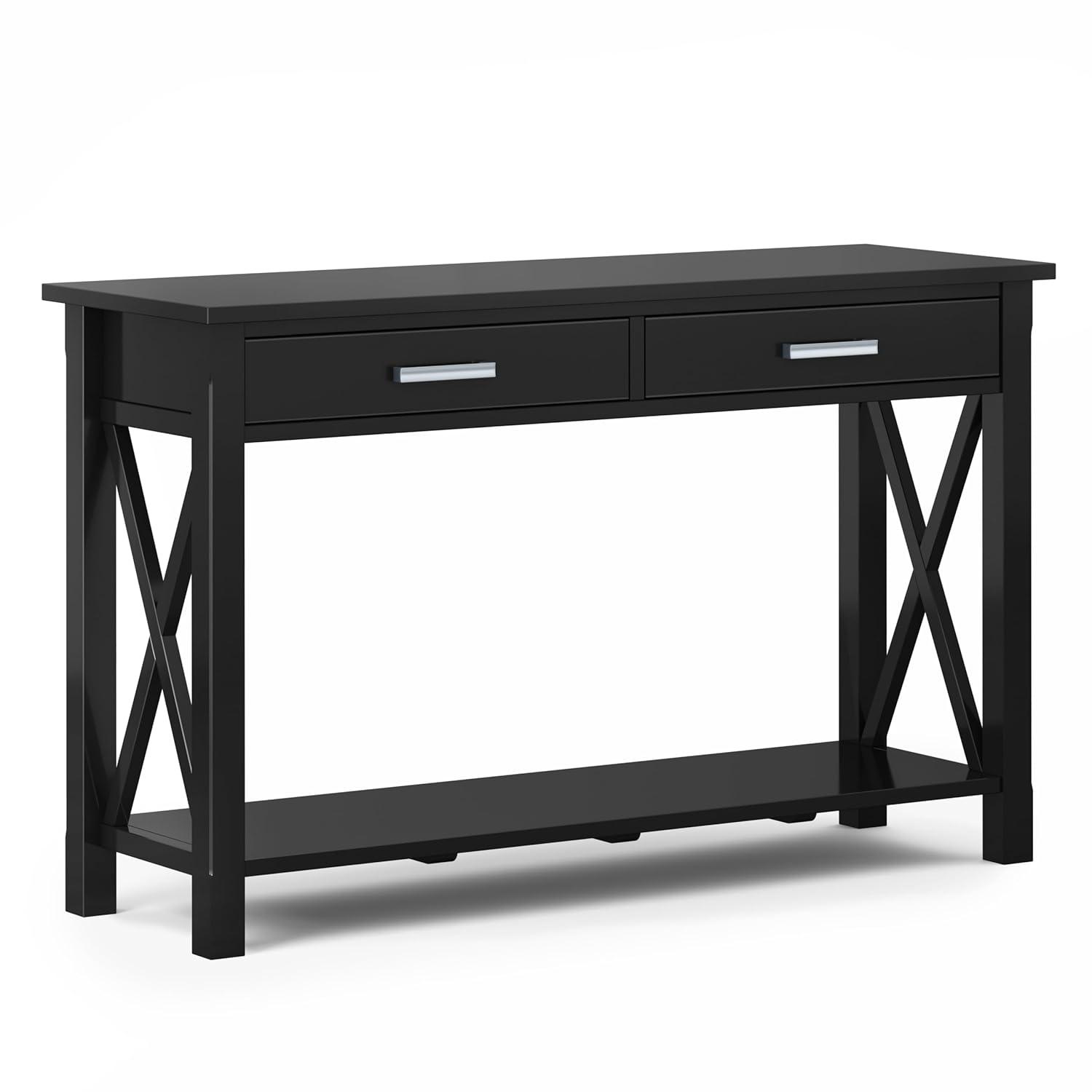 Simpli Home Kitchener 47"W Solid Wood Contemporary Storage Console Table with 2 Drawers and Bottom Storage Shelf