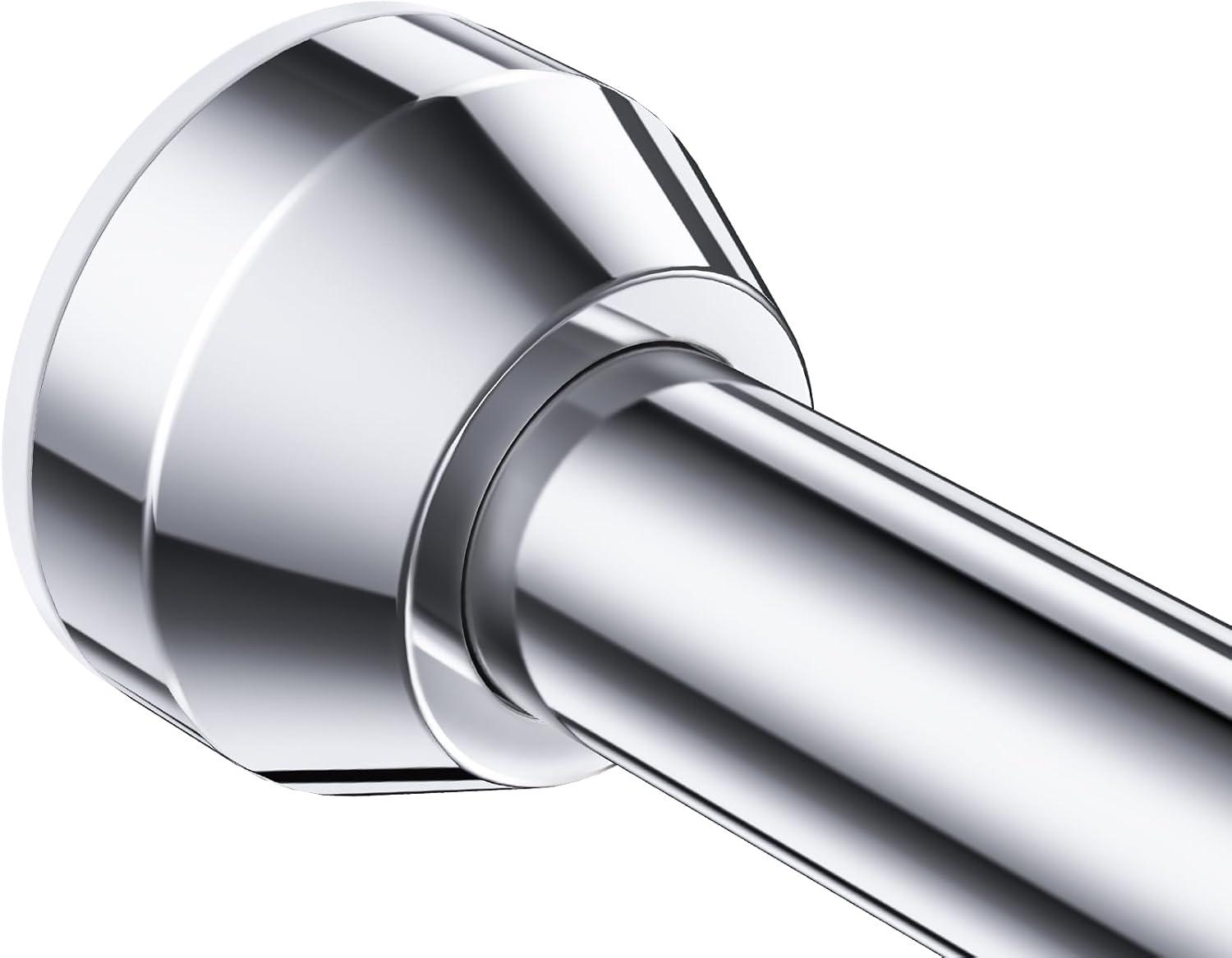 OUMIKEJI Shower Curtain Rod, 27-76 Inch Adjustable Tension Spring, Shower Curtain Rod Tension, Premium Stainless Steel, Anti-Slip, No Drilling, No Rust, For Bathroom, Silver