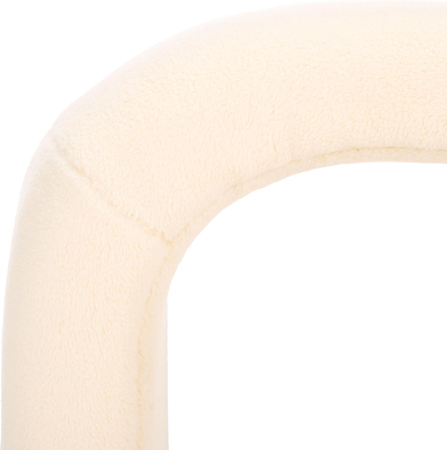 SAFAVIEH Kibo Modern Faux Shearling Ottoman, Cream