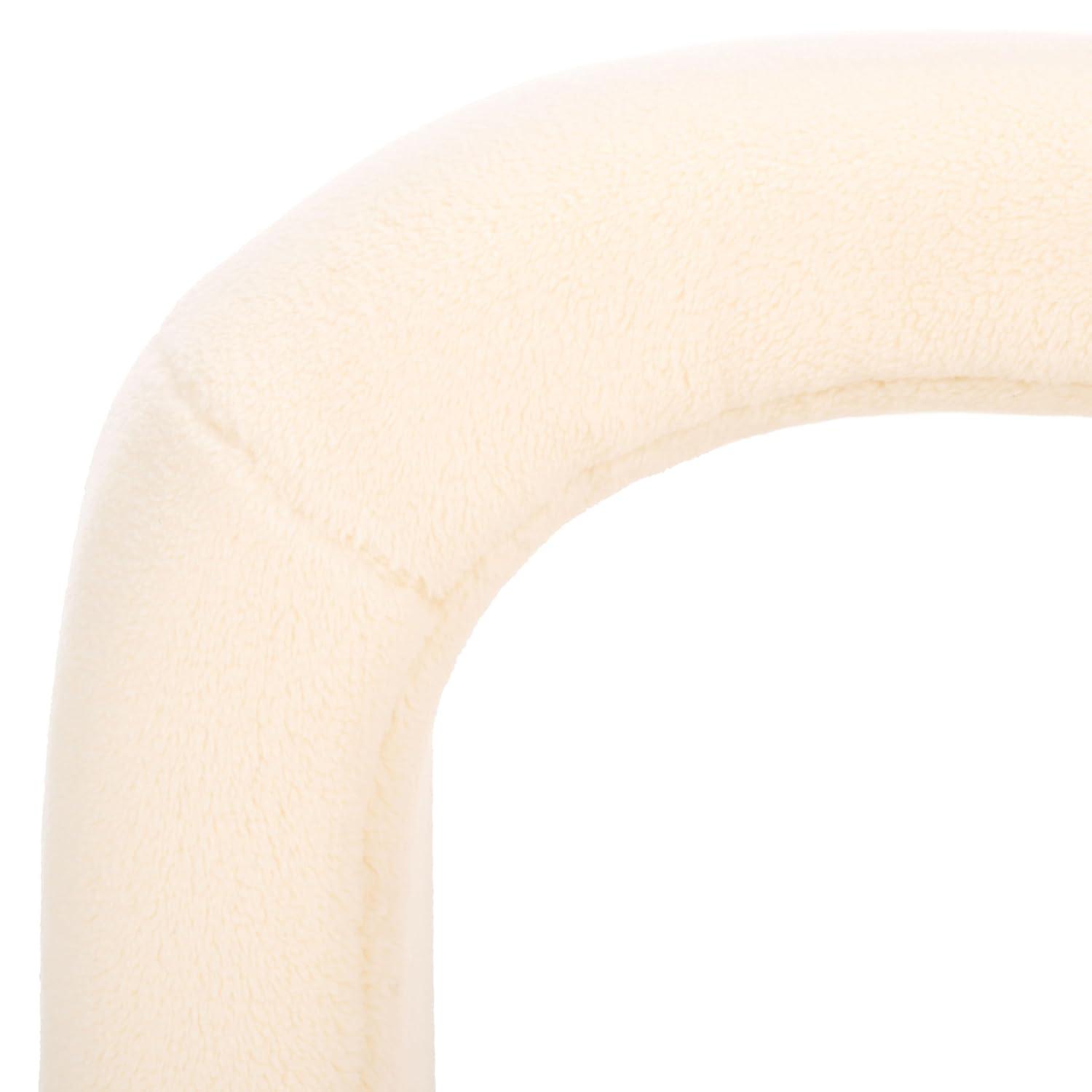 SAFAVIEH Kibo Modern Faux Shearling Ottoman, Cream