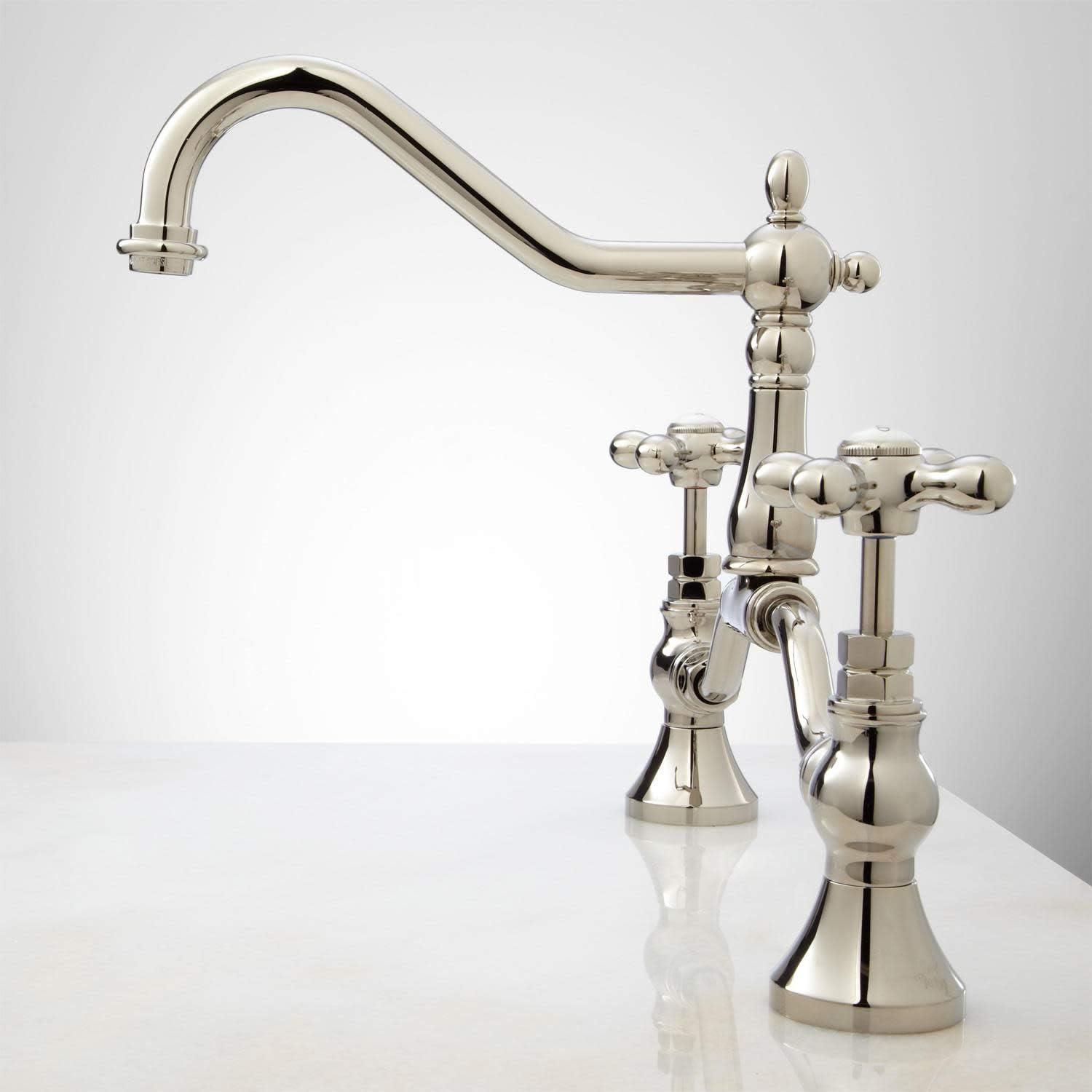 Elnora Chrome Bridge Bathroom Faucet with Cross Handles