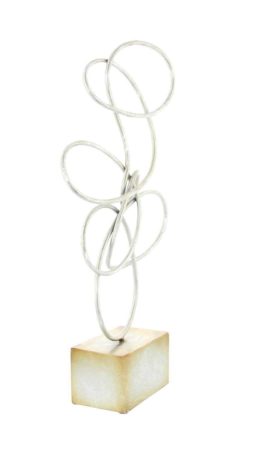 10" x 22" Silver Metal Swirl Abstract Sculpture, by DecMode